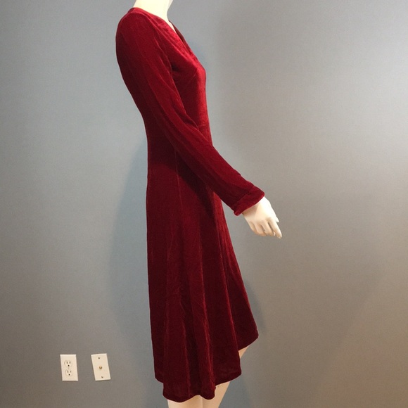 NWT Akris Punto Red Velvet V-Neck Midi Dress Sz 2 - Picture 5 of 16